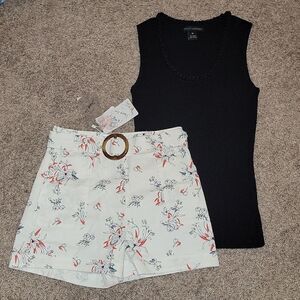 NWT Shun Bo CH-104 Mi Gusto High Rise Dressy Mom Shorts Pantalones Outfit Size S